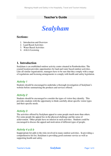 Health and Safety in the Tourism Industry Sealyham