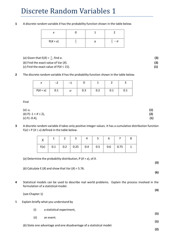 S1 HW Discrete Random Variables