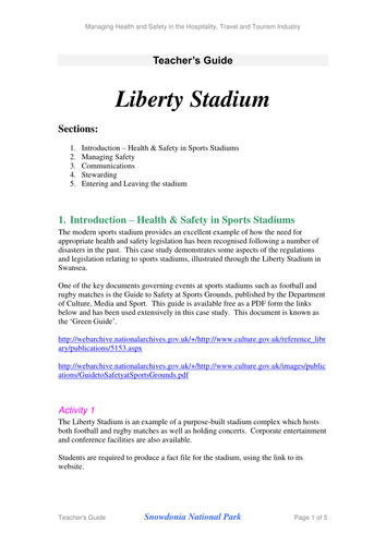 Health and Safety in the Tourism Industry: Stadium