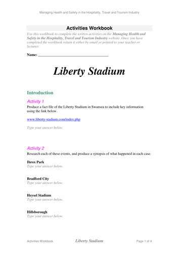 Health & Safety in the Tourism Industry Workbook 4