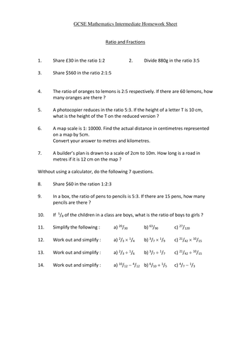 Ratio and proportion worksheet ks3 picture
