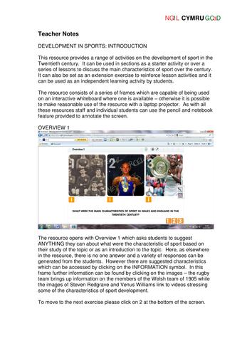 Sports, leisure and tourism - Sport Teacher Notes