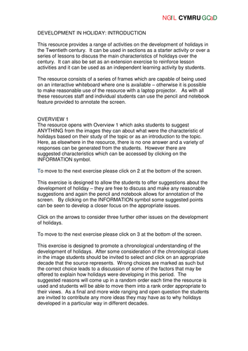 Sports, leisure and tourism - Holidays Notes