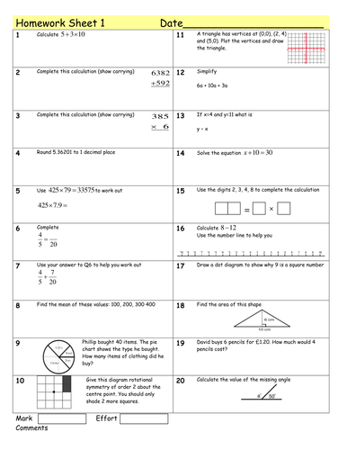 ks2 maths homework booklet