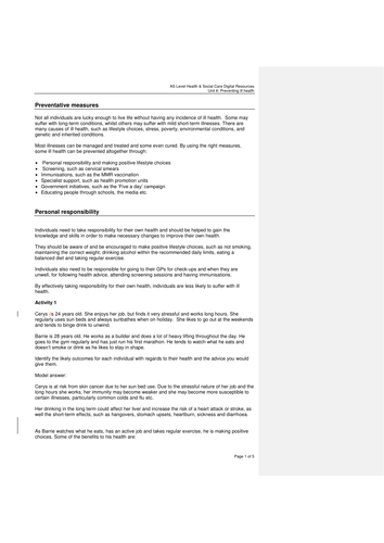 Preventing Ill Health (1) - U6