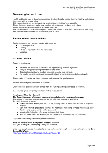 Caring Skills and Barriers to Care - U3 M4