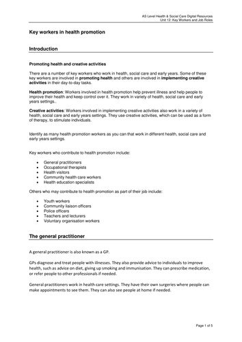 Key Workers and Job Roles