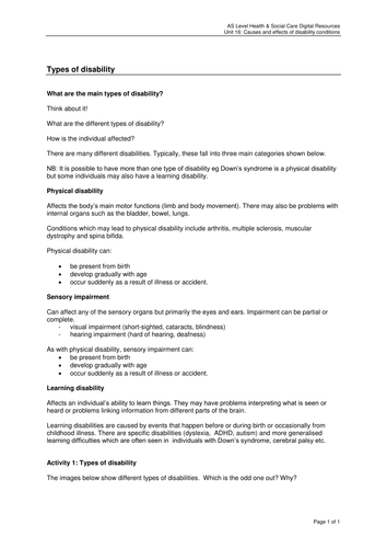 Causes and Effects of Disability