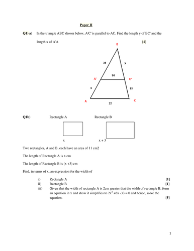 Paper II Mathematics | Teaching Resources