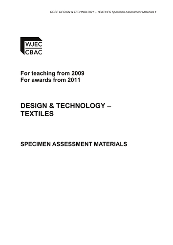 Textiles Technology - Assessment Material
