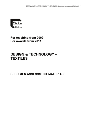 Technoleg Tecstilau - Canllaw Asesu