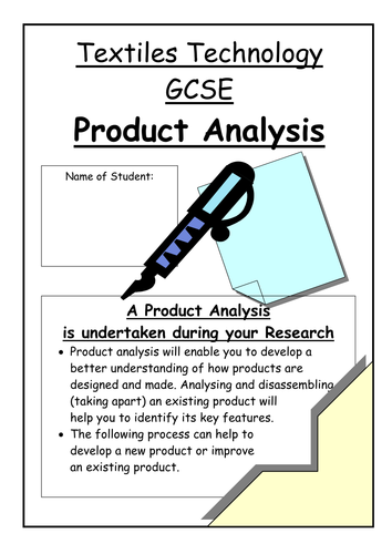 Textiles Technology - Product Analysis booklet