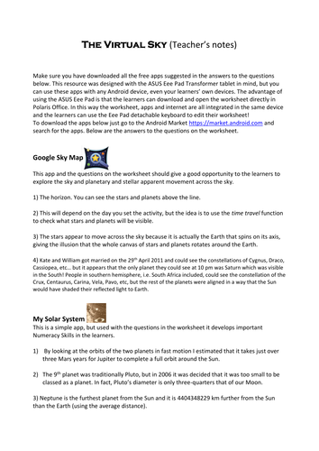 The Virtual Sky (Android based devices)