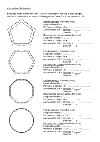 Finding pi by method of exhaustion