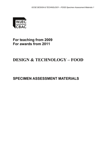 Food Technology - Assessment Guidance