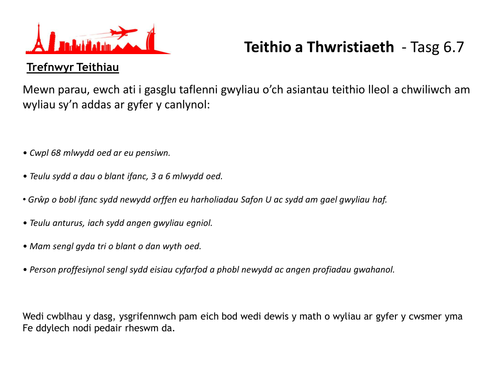 Y Sector Twristiaeth yn y DU - Tasg 6.7