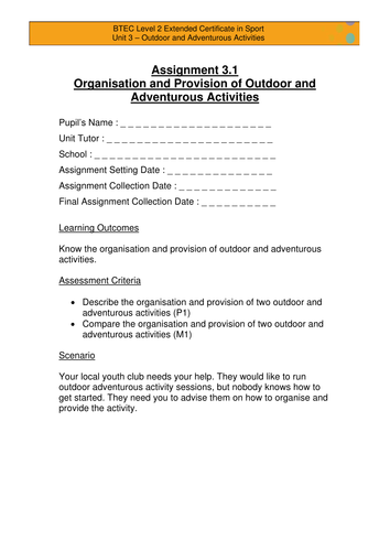 Extended Certificate in Sport - Assignment 3.1