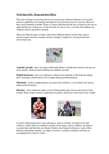 Extended Certificate in Sport  - Drugs Worksheet