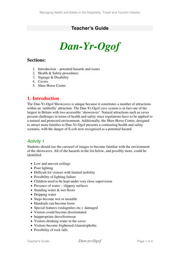 Health and Safety in the Tourism Industry - Cave 1