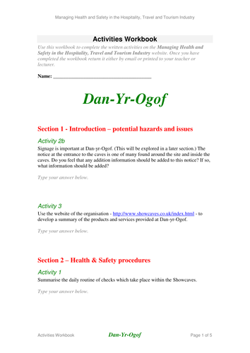 Health and Safety in the Tourism Industry - Cave 2