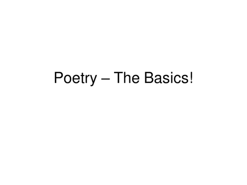 A Full Lesson Glosary on Poetic terms