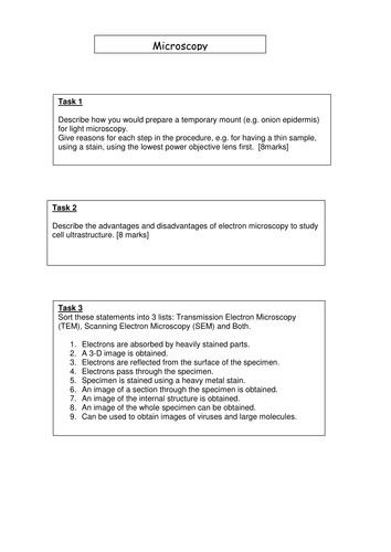 Microscopy: Practical Lab Skill Worksheet