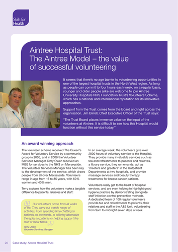 Aintree Hospital Trust Volunteer Case Study
