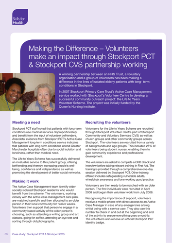 Stockport PCT and CVS Volunteering Case Study