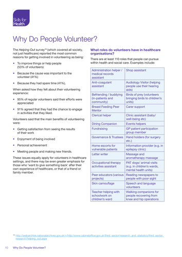 Why People Volunteer in Health factsheet