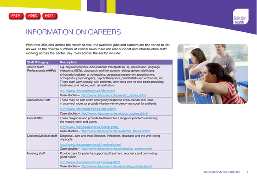 Information on Careers in the Health Sector