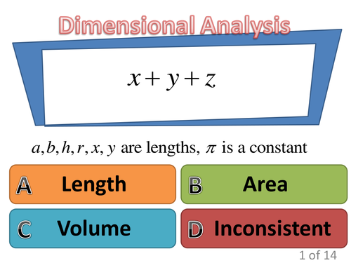 Dimensional Analysis plenary