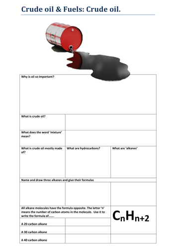 New AQA 'Crude Oils' and 'Hydrocarbons' Worksheets
