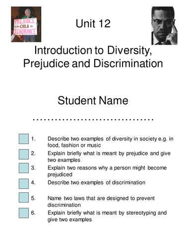 Introduction to Diversity, prejudice and Discrimin