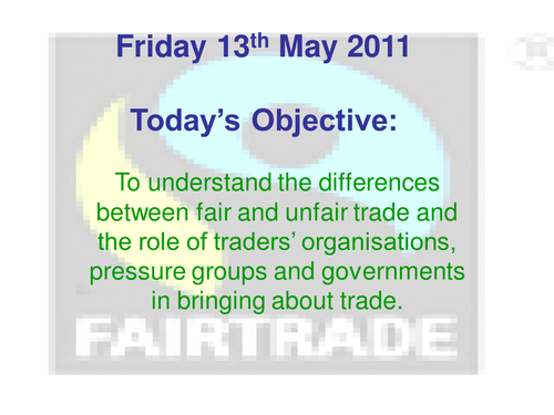 Citizenship GCSE Intro to Fairtrade for exam