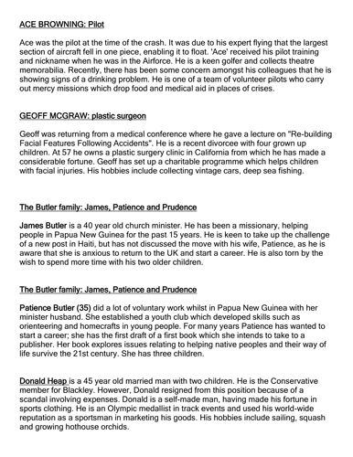 Speaking and Listening Activities Air Disaster by 