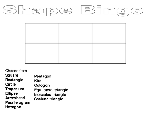 Shape Bingo Game - KS3 - PowerPoint