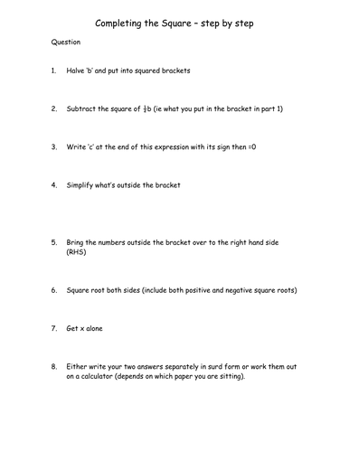 Completing the square