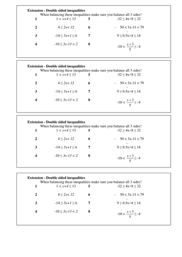 Double ended inequalities - extension