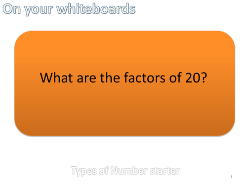 Types of number starter