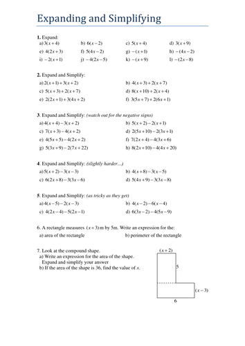 Gcse - Expanding And Simplifying - Algebra | Teaching Resources