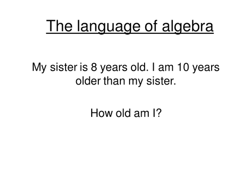 The language of Algebra starter