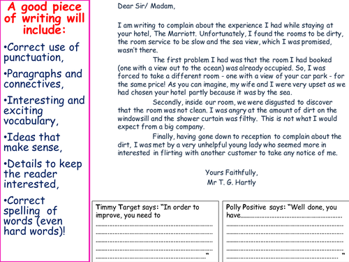 Writing Assessment lesson to create APP piece