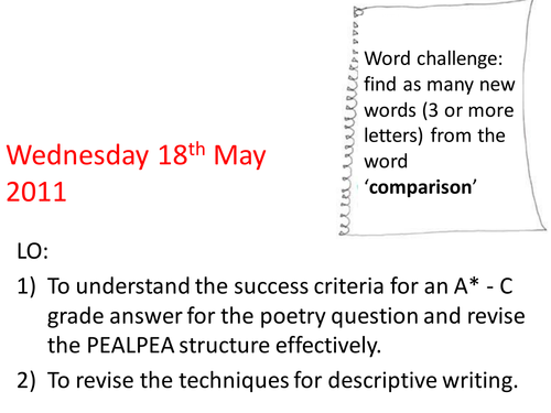 AQA Legacy Spec Poetry Comparison