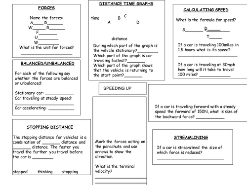 Speed revision worksheet
