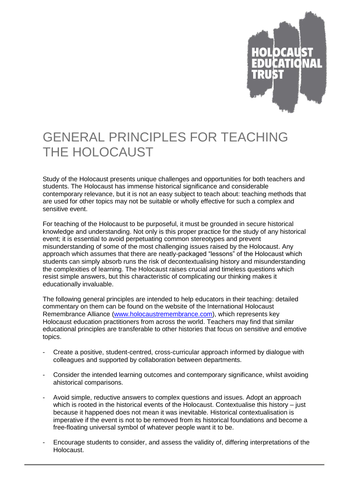 General Principles for Teaching the Holocaust