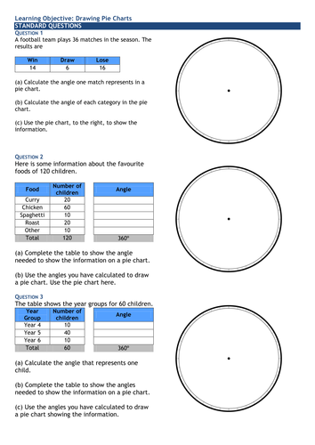 Pie Charts - KS3 - Worksheet