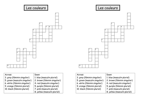 Colour agreement - Crossword