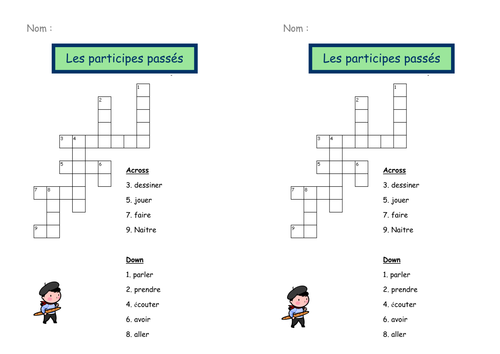 Les participes passés - Crosswords