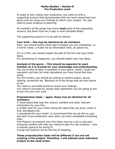 Media Studies Section B advice on Pupil's evaluati