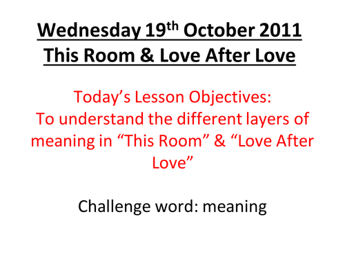 This Room / Love After Love Comparison lesson